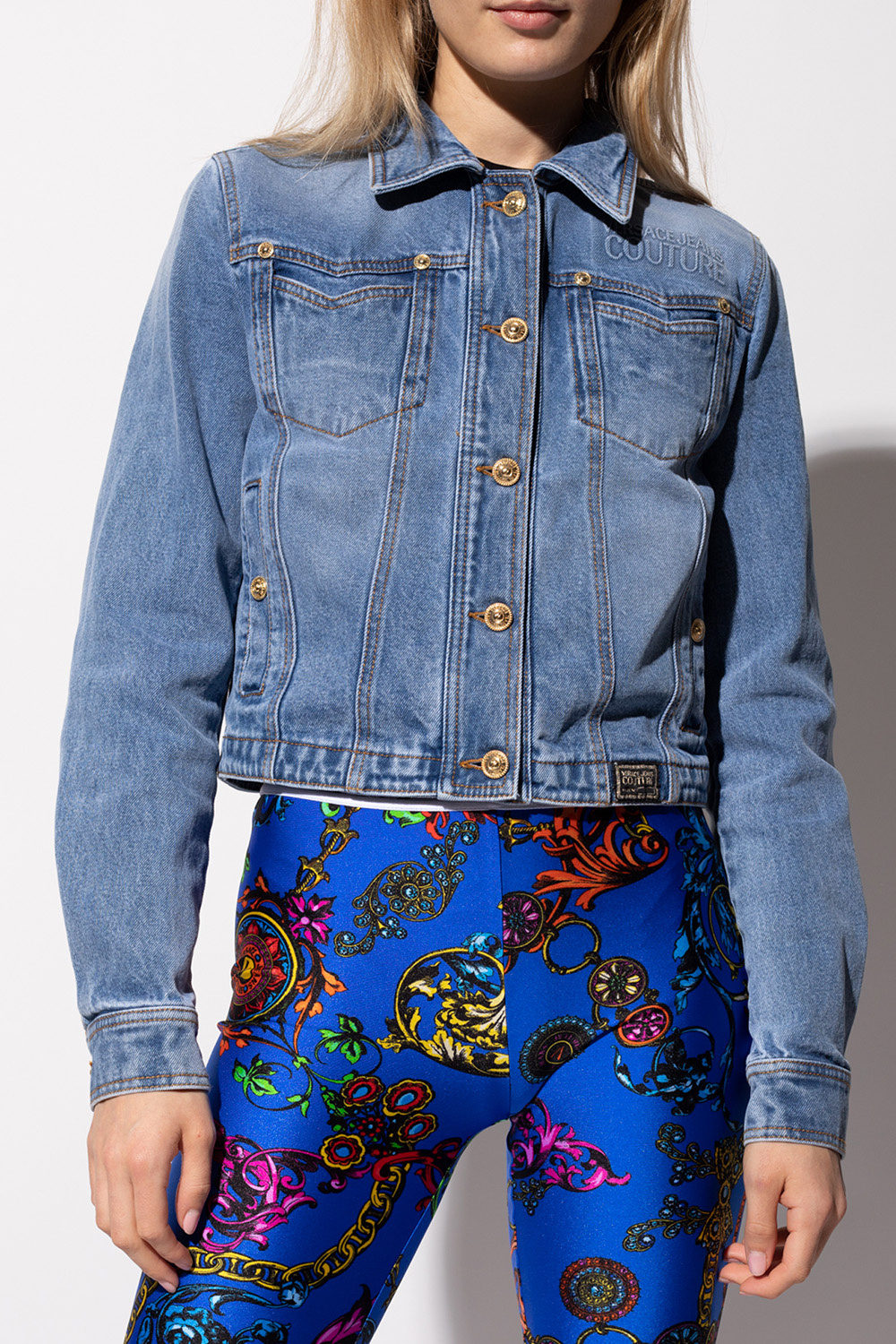 Versace denim jacket hot sale womens